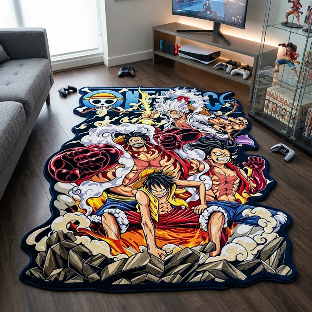 Alfombra Irregular de One Piece, Luffy en Todas sus Formas, Gear 5, Gear 4, Alfombra de Anime, Antideslizante, para Sala de Juegos, Decoración para Fanáticos, Regalo