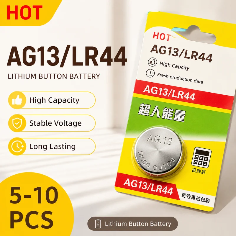 Alkaline Button Cell Battery LR44 AG13 1.55V 5-10PCS Replacement Coin Cells For Calculators and Small Electronic Devices