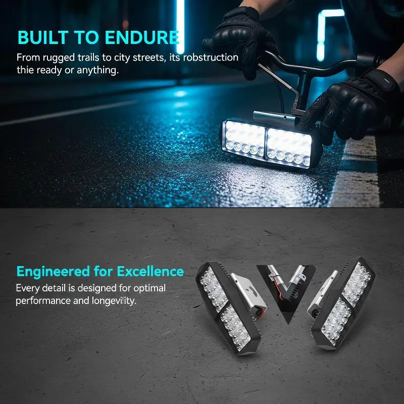E-Bike Headlight 30 LED Super Bright Waterproof Universal 12V-80V Lamp for Outdoor Night Cycling Commuting