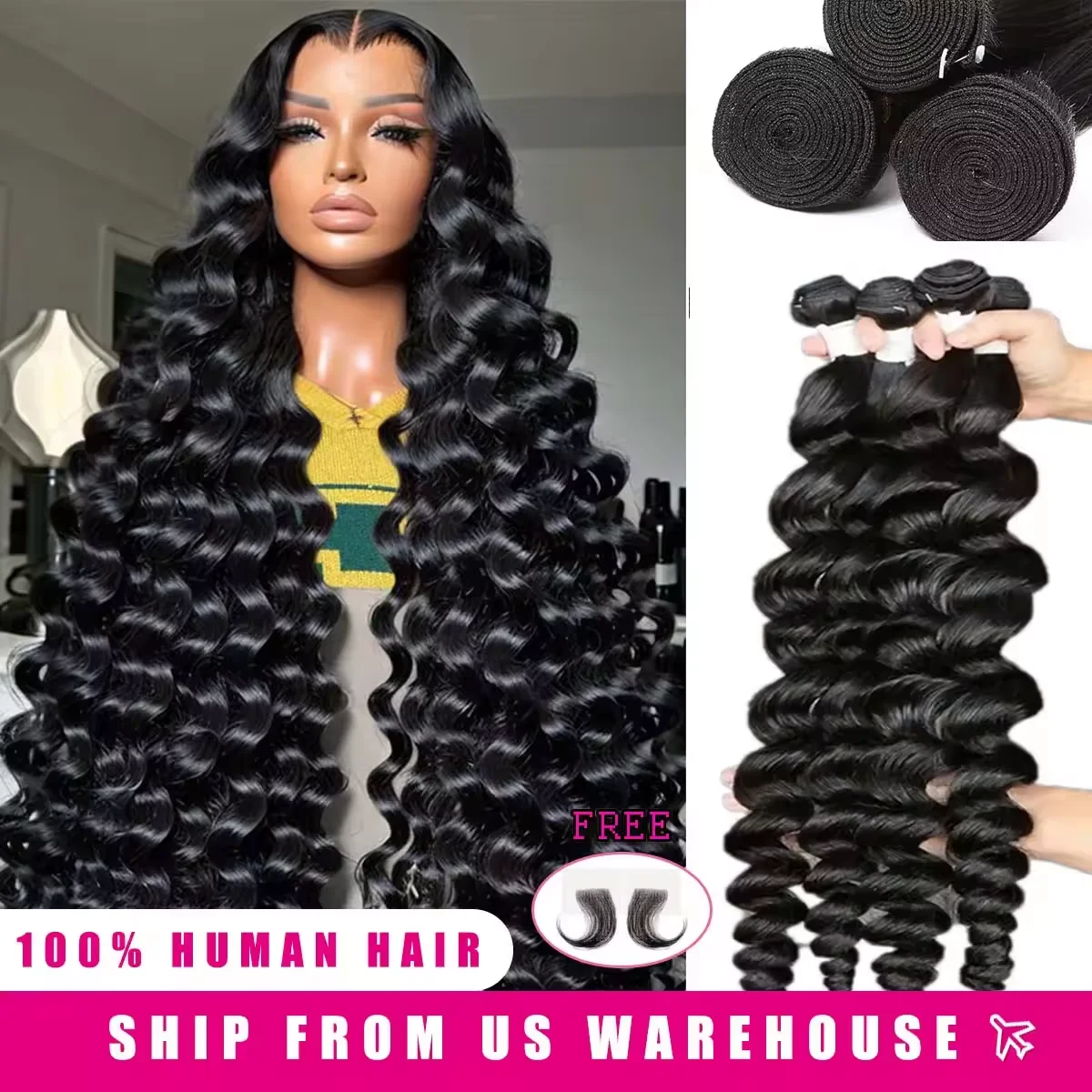 

Свободная волна 30, 32 дюйма, индийские необработанные девственные 100% пучки человеческих волос, глубокие волны, 4/5/6 пучков, вьющийся пучок для чернокожих женщин