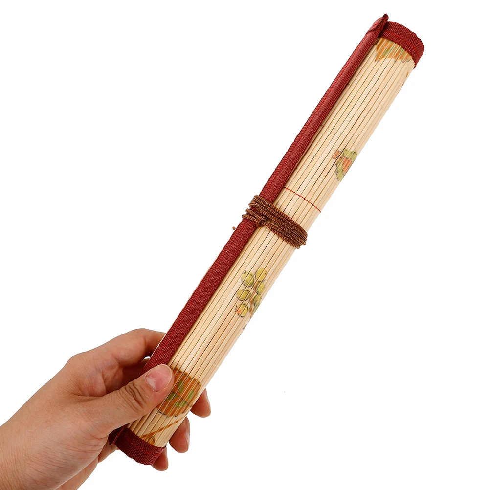 2pcs 2 Retro Calligraphy Brush Roll Bag Bamboo Paint Storage Case Roll-up Organizer Portable Pen Wrapping Pcs Beginner Student