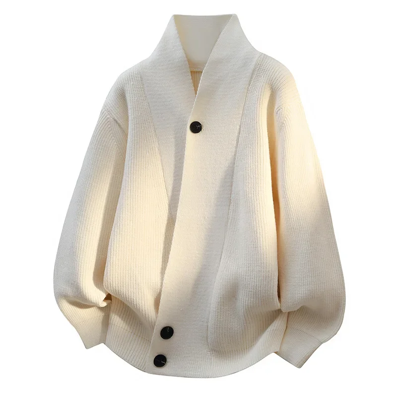 Fashion Design Men V-neck Cardigans Sweaters Men Spring Autumn Outwear Loose Sweatercoat Csual Knitted Sweaters Size 4XL M589