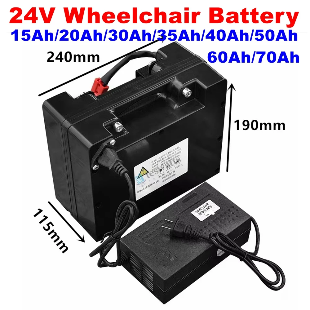 24V 12ah 15ah 20ah 25ah 30ah 35ah 40ah 45ah 50ah 60ah 70Ah Lithium Battery For 24V Electric Wheelchair Stair Climber+Charger