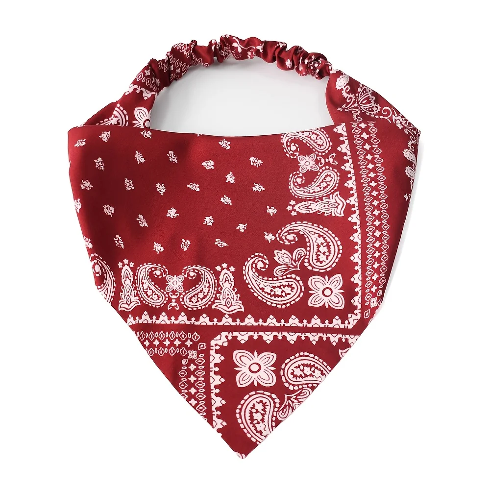 4 pieces of cashew flower triangle headband, unisex chiffon hip-hop versatile elastic headscarf