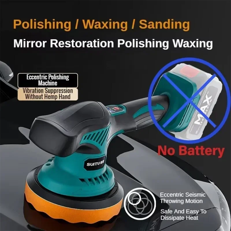 Cordless Polisher Car Waxing Machine Handheld Car Electric Polishing Waxing Power Tools for Makita 21V Battery (without Battery)