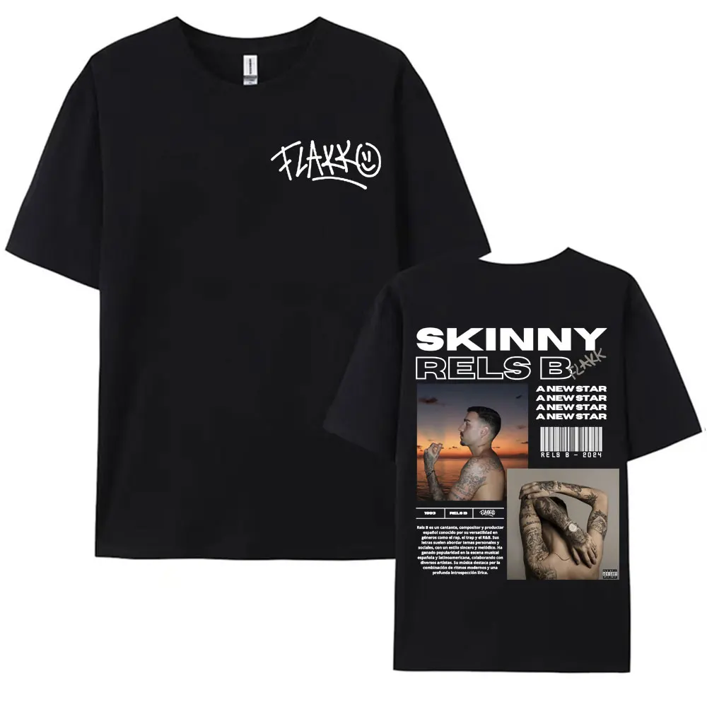 Rapper RELS B Skinny Flakk 2025 Tour T-shirt Men Clothing Fashion Hip Hop Punk Street Tshirts Unisex High Quality Cotton T Shirt
