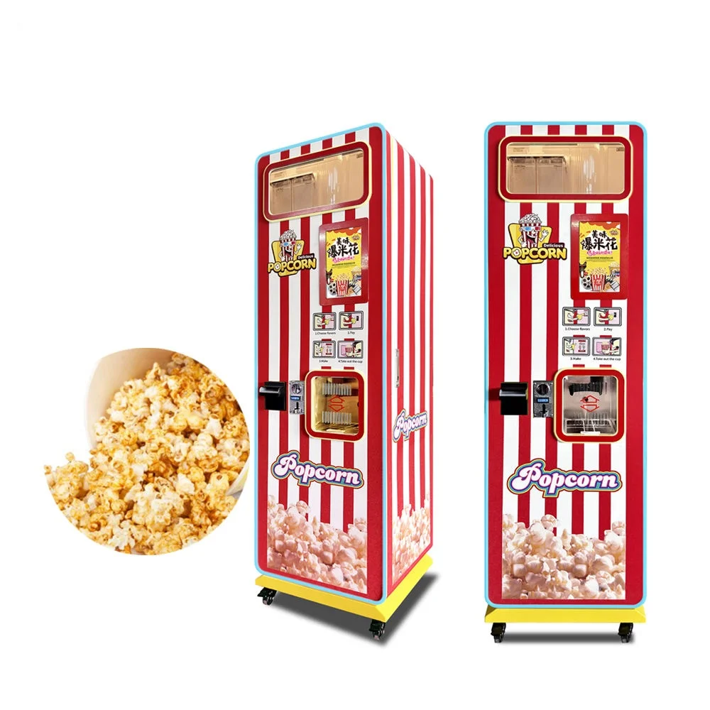 Factory Custom Automatic Commercial Stainless Steel Popcorn Vending Machine Self Service Coin Operated 1 Year