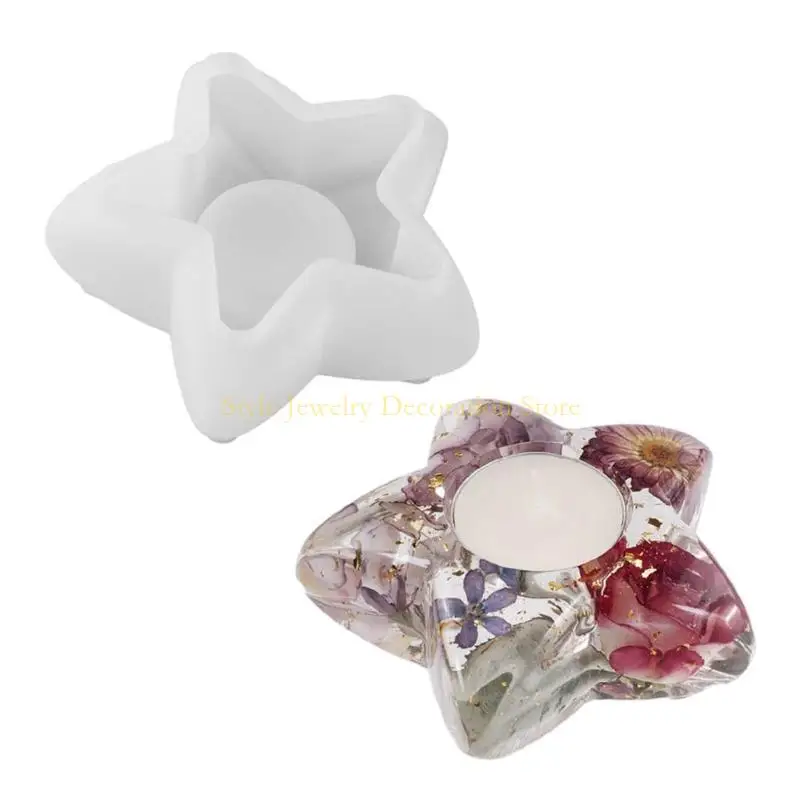 

D46E DIY Mold Durable Holder Silicone Mould Heart/Moon/Star Candlestick Molds Home Decorations Moulds