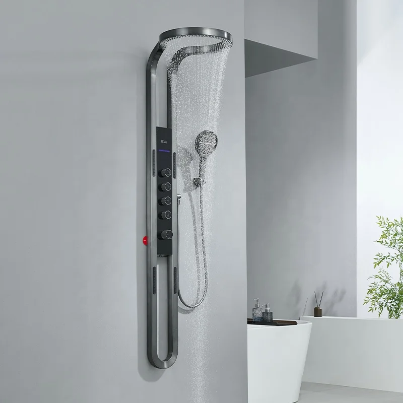 Multifunctional Rainfall Bathroom Shower Set With Mixer Waterfall Shower Column LED Shower Panel