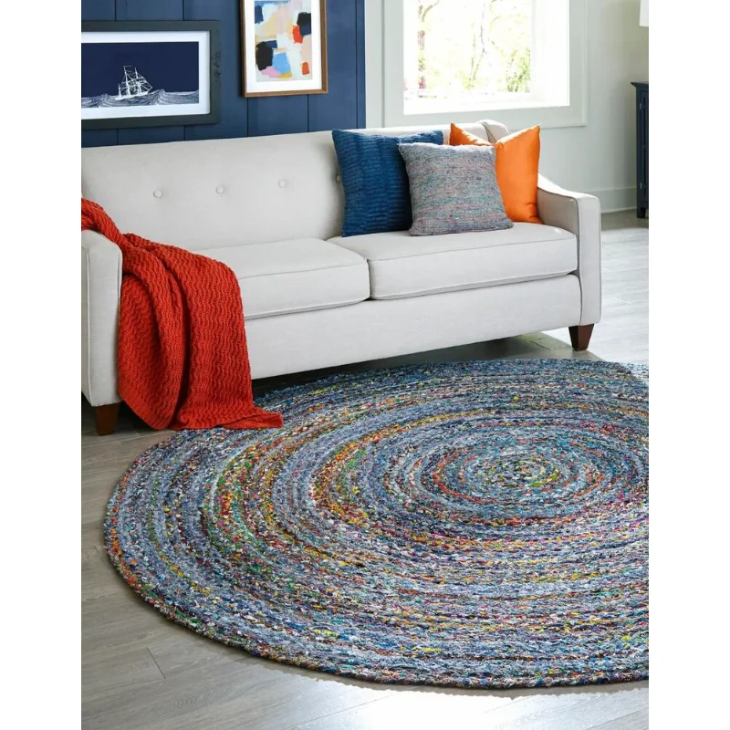 

Rug Denim Cotton Chindi Reversible Braided Round Area Rug Hardwood Floors Rug Carpet