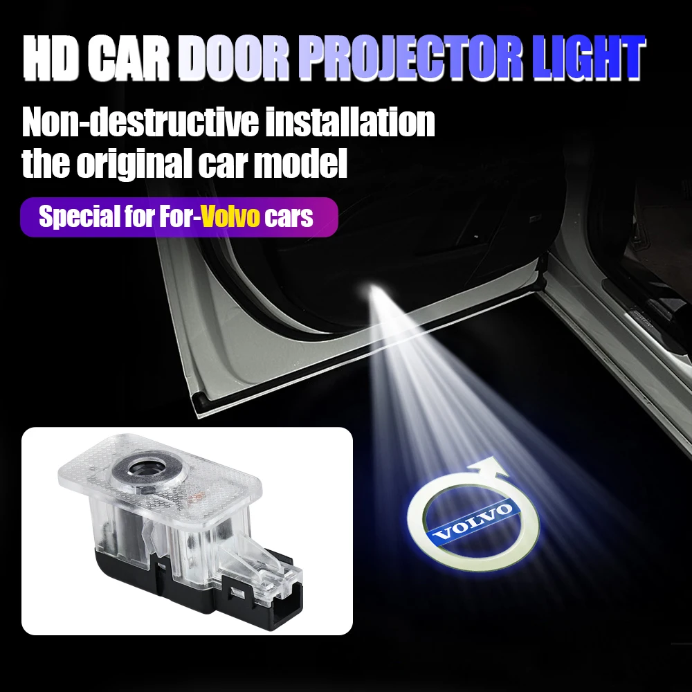 2pcs Car Door Light HD Welcome Light LED Projector For volvo Rdesign S80L 2012 S60L 2014 V40 V40CC 2013 XC60 2024 V60 XC90 2015