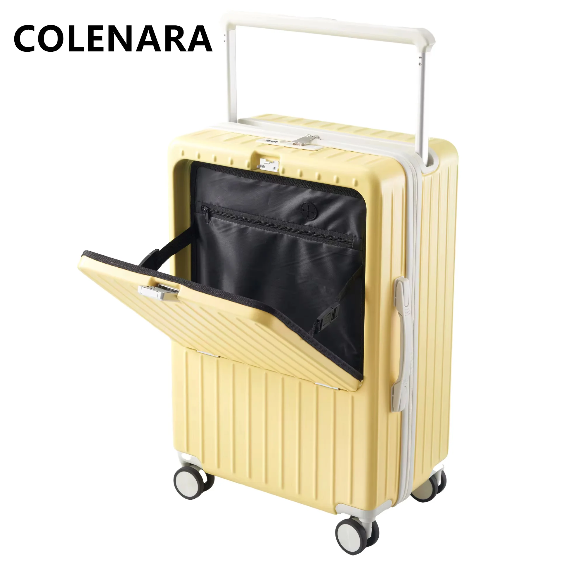 COLENARA Cabin Suitcase Front Opening Laptop Boarding Case USB Charging Trolley Case 20
