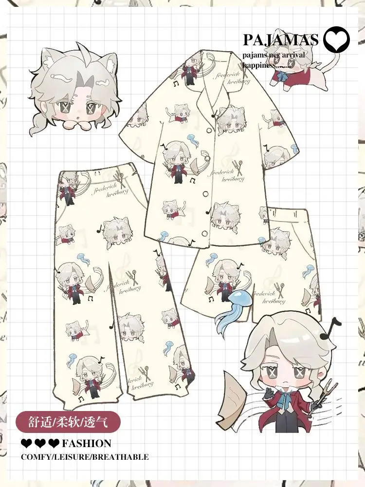 

Аниме Identity V Frederick Kreiburg, летние пижамы, комплект домашнего костюма, дышащие шорты с короткими рукавами, домашняя одежда, подарок на день рождения