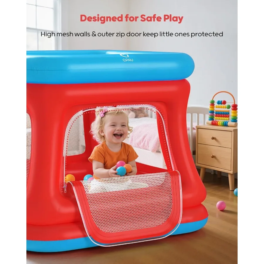 Maison de rebond gonflable 3 en 1 pour les tout-petits âgés de 1 à 3 ans avec fosse à balles et trampoline Caractéristiques de videur à bulles intérieur et extérieur sûr avec