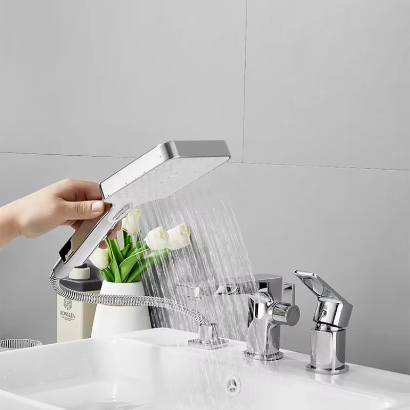 التصميم الحديث اثنين من وظيفة صنبور حوض استحمام للاستخدام في الحمام لأحواض الحوض صنبور مغسلة أنيقة #5