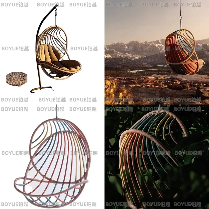 Rattan Hanging Chair Swing Indoor Outdoor Balcony Living Room Wicker Nest Cradle Seat Hammock Basket for Home Garden