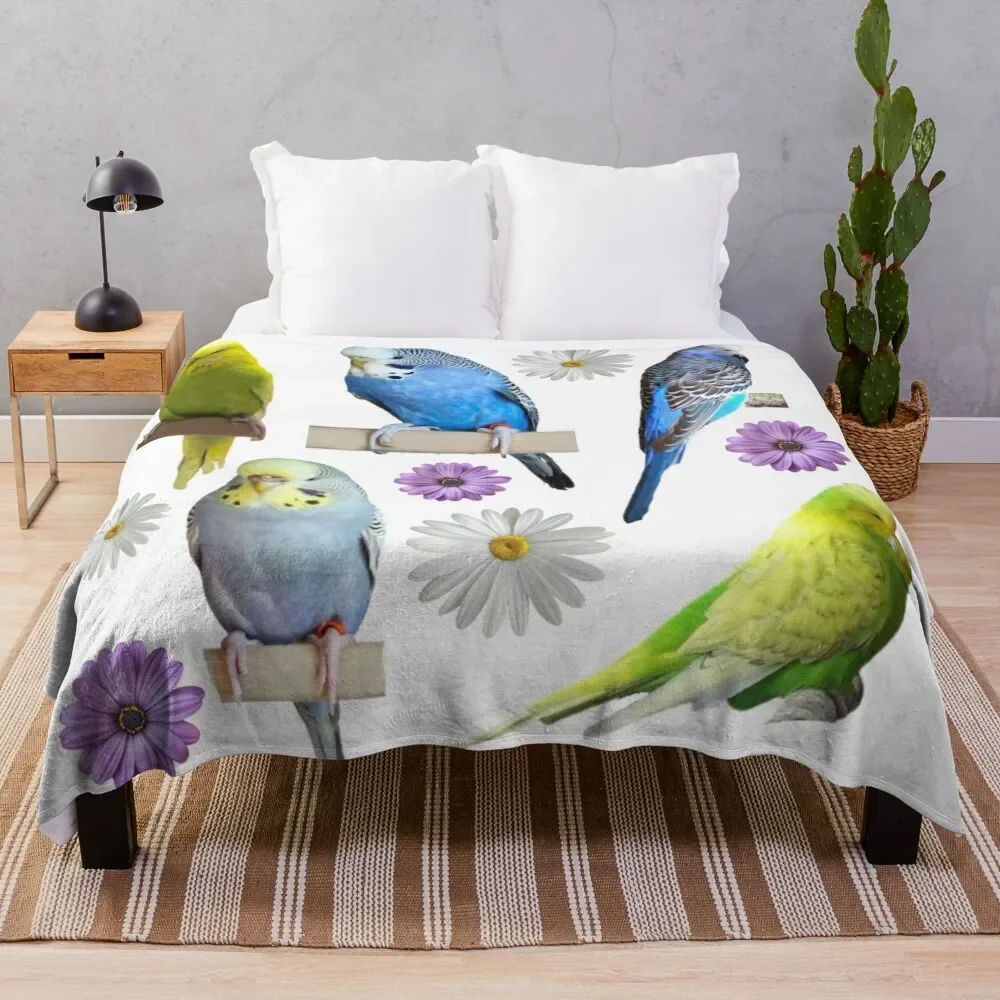 Budgies the beatiful pets. For parakeet lovers Throw Blanket anime Nap Warm Blankets