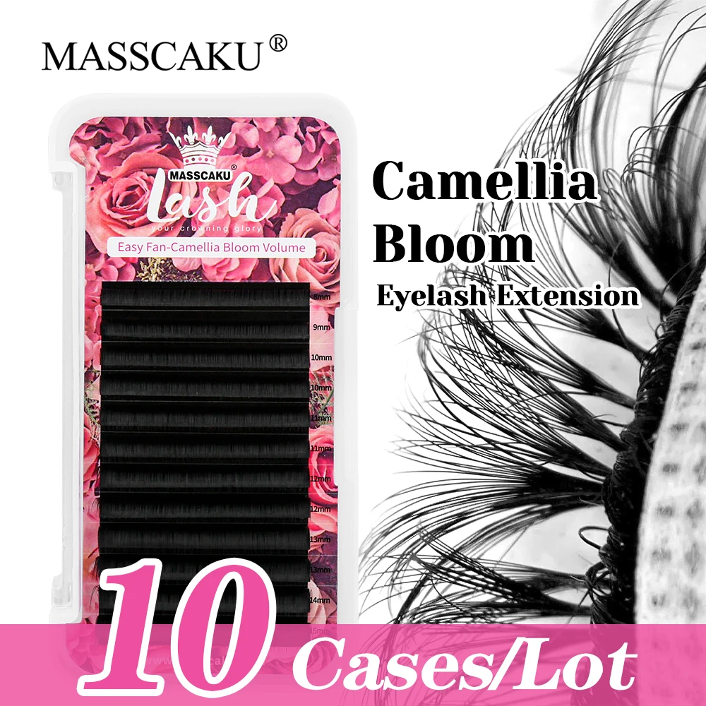 

New Design 10cases/lot 8-20mm and Mix Size Handmade One Second Flowering Eyelash Ribbon Automatic Blooming Lashes from MASSCAKU