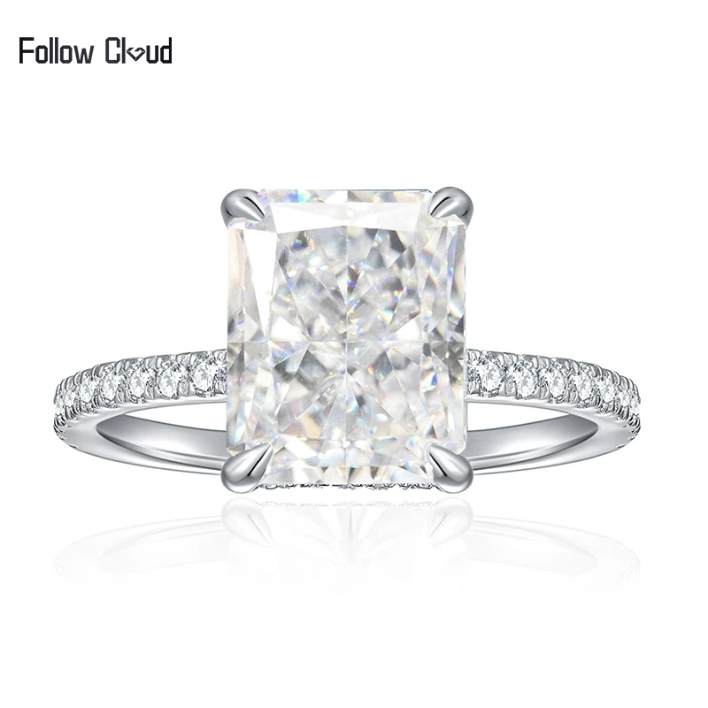 Follow Cloud 4.75ct ICE Cut 8*10mm Moissanite Diamond Wedding Band Engagement Rings for Women 925 Sterling Sliver Fine Jewelry