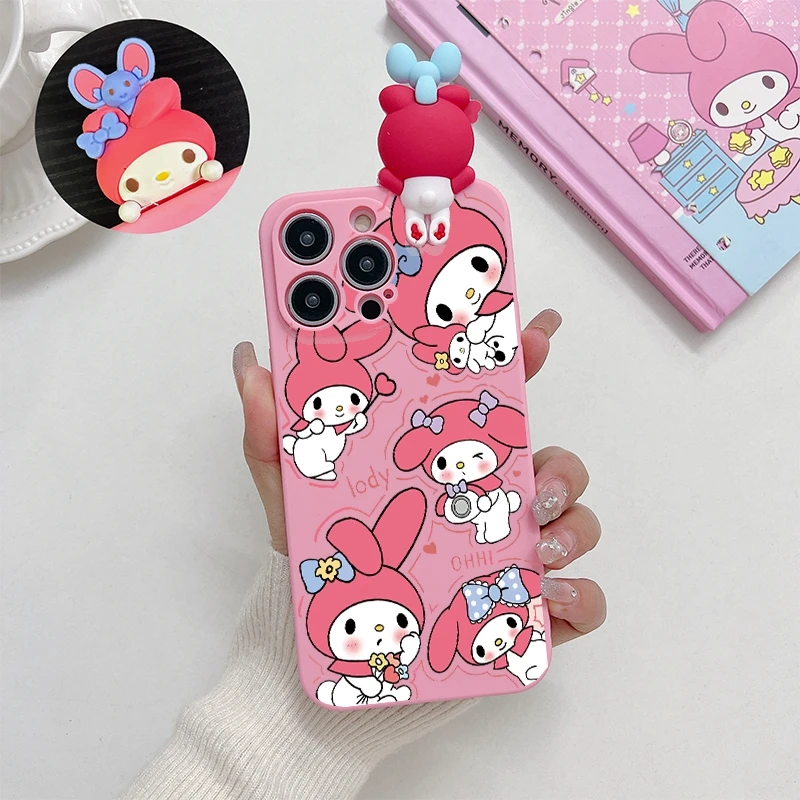 جراب دمية سانريو ثلاثي الأبعاد لطيف لـ Redmi ، غطاء هاتف TPU للملاحظة 12 و 10 و 13 و 11 و 9 و 8 و 7 و 11S و 9S و 10S و 9S و 9C و 10C ، 9T ، Xiaomi Mi 11 Lite ، Poco X3 ، X5 Pro