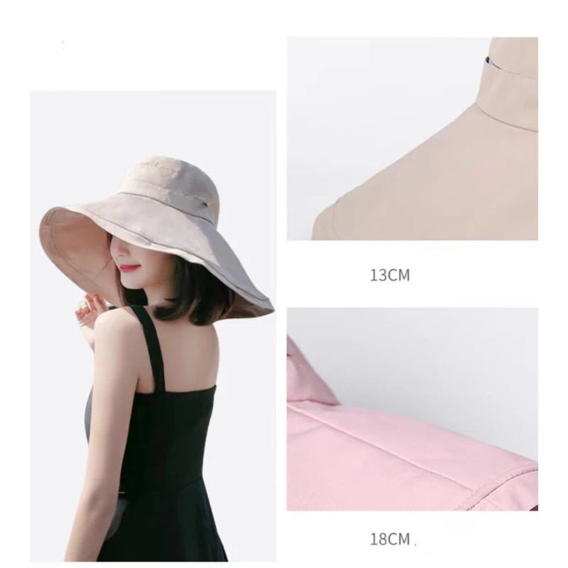 Wide Brim UPF 50+ Sun Hat Women Anti-UV Protection Hiking Fisherman Cap Fold Summer Solid Beach Bucekt Hat 2022