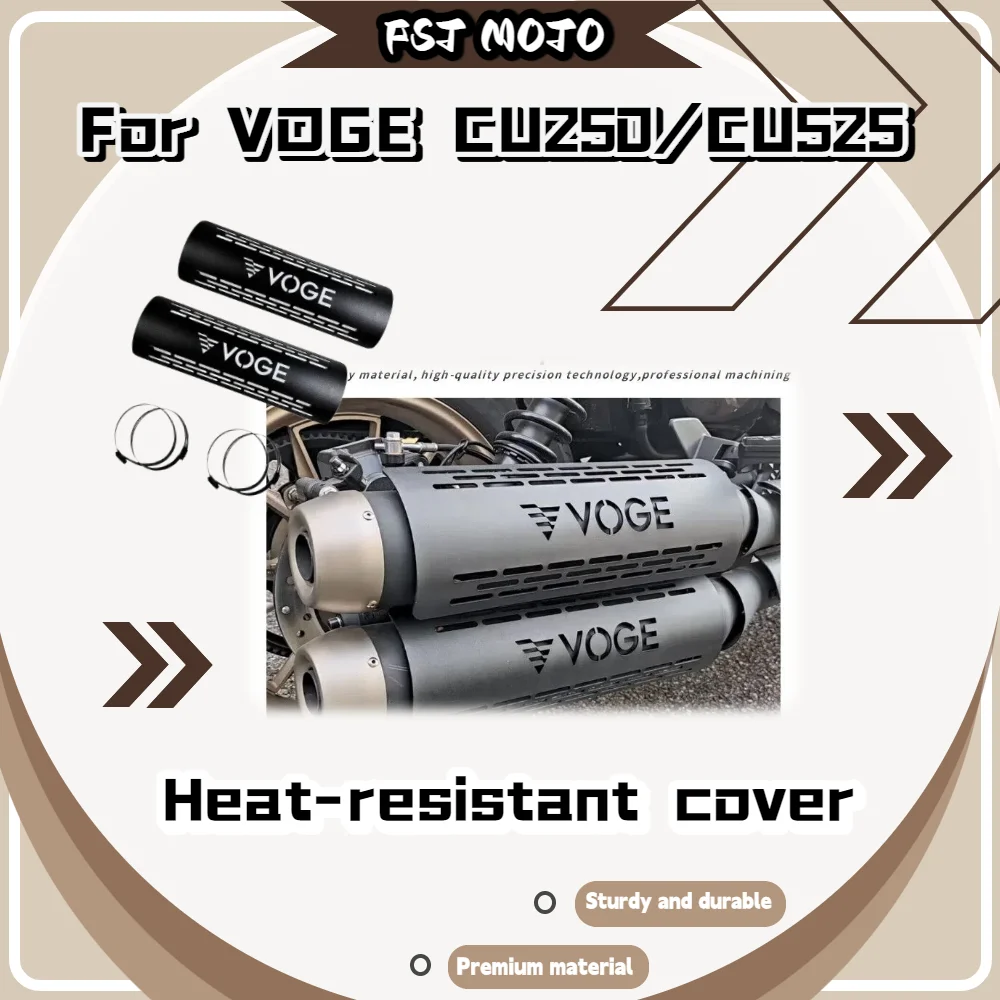 For VOGE CU250 CU525 Modified Exhaust Pipe Cover, Blackened Hollow Heat Protector Retro Moto Accessories