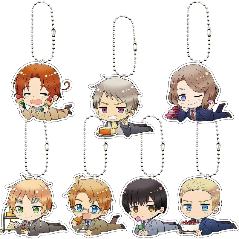 Llavero de Acrílico con Personajes de Anime, Lindos Personajes de Dibujos Animados, Ludwig, Kiku, Honda, Arthur, Kirkland, Colgante Decorativo para Mochila