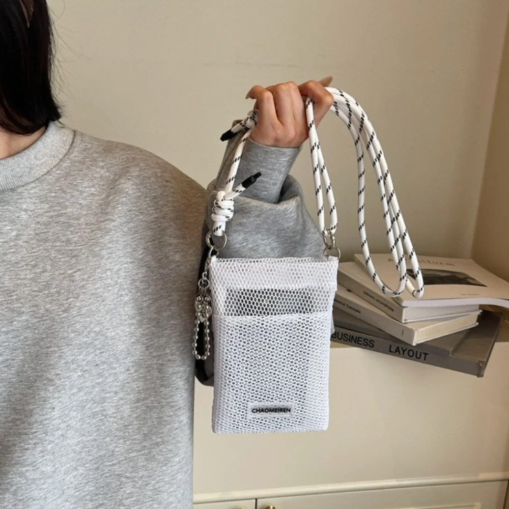 

Cute Korean Nylon Mesh Wallet Solid Color Teenager Shoulder Purse Bags Crossbody Hollow Mobile Phone Bag Outdoor