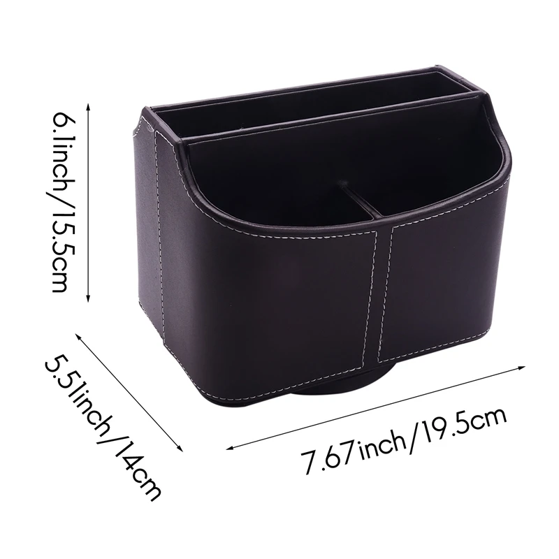 Imagem -06 - Suporte de Controle Remoto de Couro pu Desktop Supply Organizer Desk Storage Box Marrom 360 Graus Rotativo