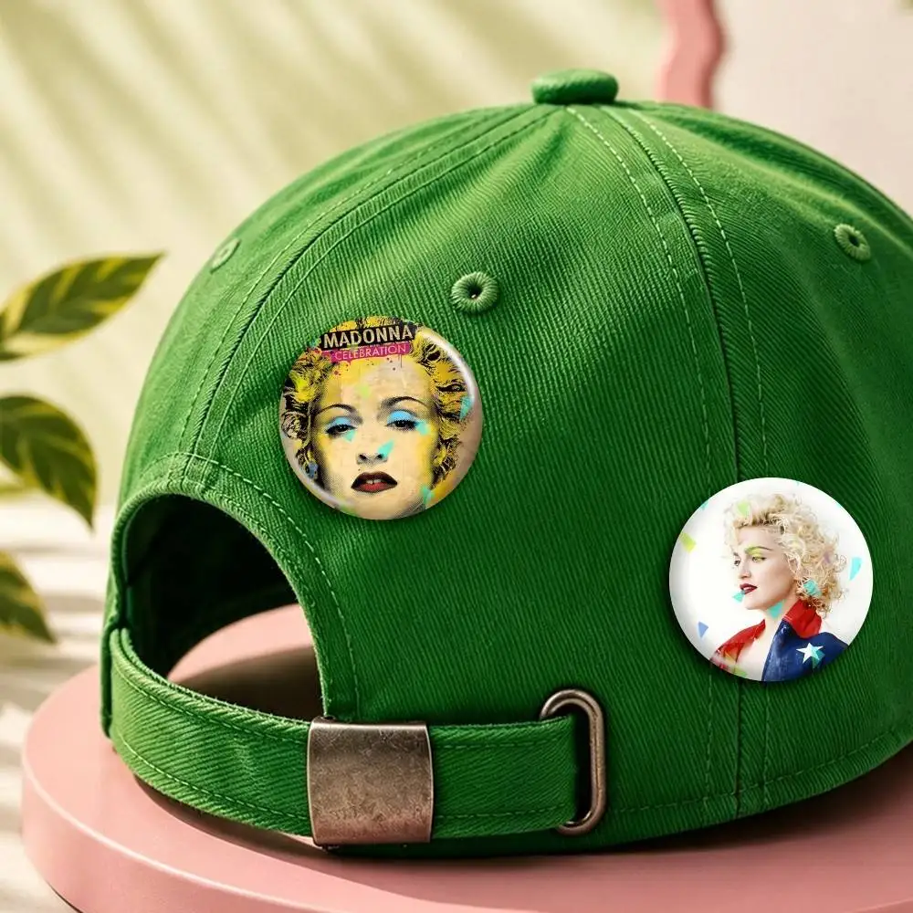 M-Madonn Pop-Queen ConfessionS Round Brooch Pins, Personalized Badges With Broken Glass Design Fashion Accessory