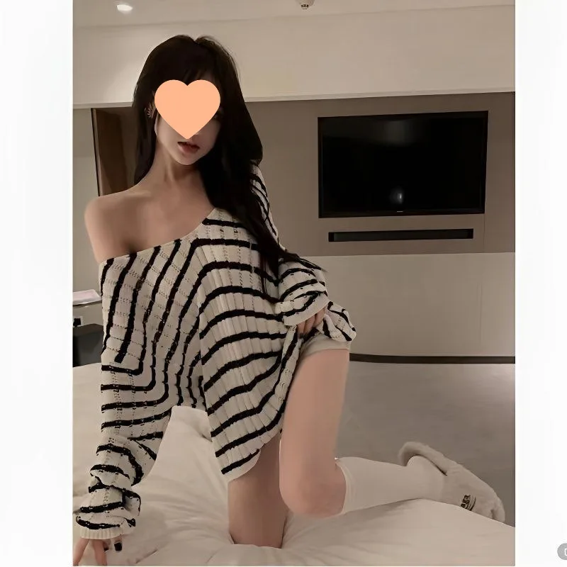 

Knee Length Pullovers Woman Oversize Sweaters Jumpers Womend Curved Hem Bubble Sleeve Swing Silhouette Casual Leisure School Ins