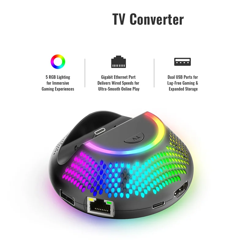 

Reliablejys For Switch 2 Compatible 5-In-1 TV Dock Station Converter -Compatible 4K Docking Station With 60Hz Output RGB Eff