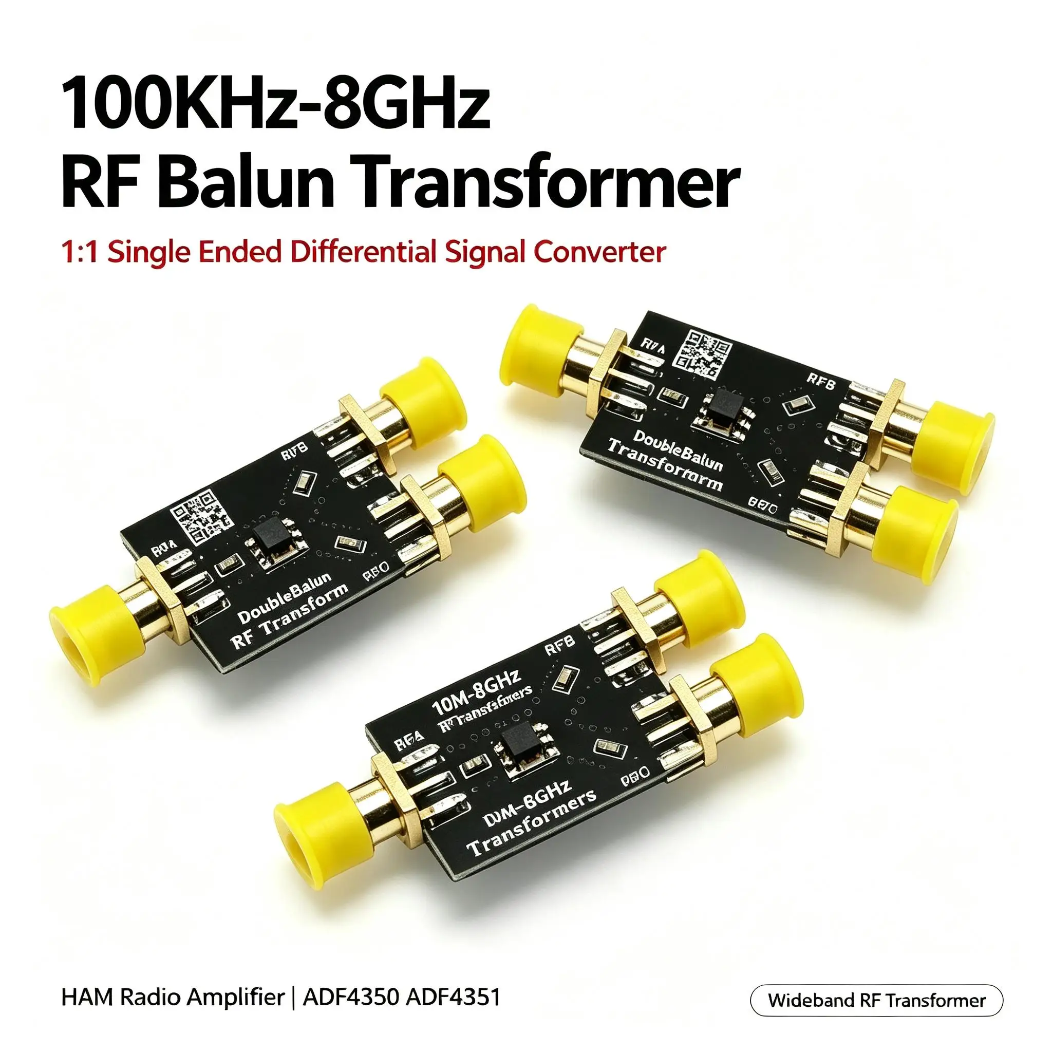 DYKB 100Khz-8GHZ RF Balun Transformer Single Ended Differential Signal Converter SMA 1:1 For HAM Radio Amplifier ADF4350 ADF4351