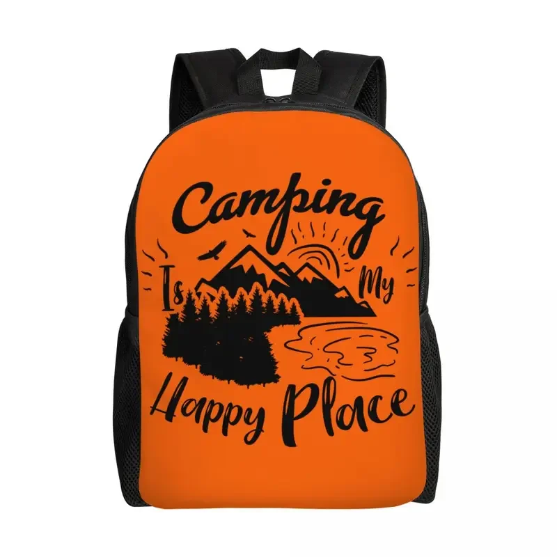 Camping Happy Place Backpack for Men Women School College Students Bookbag Fits 15 Inch Laptop Hiking Mountain Bags