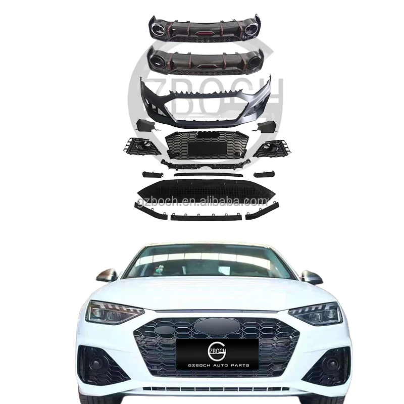 

Front bumper kit for Audis A4 B9 2020 u[pgradeto RS4 body kit rs4 front bumpers with grills car diffuser