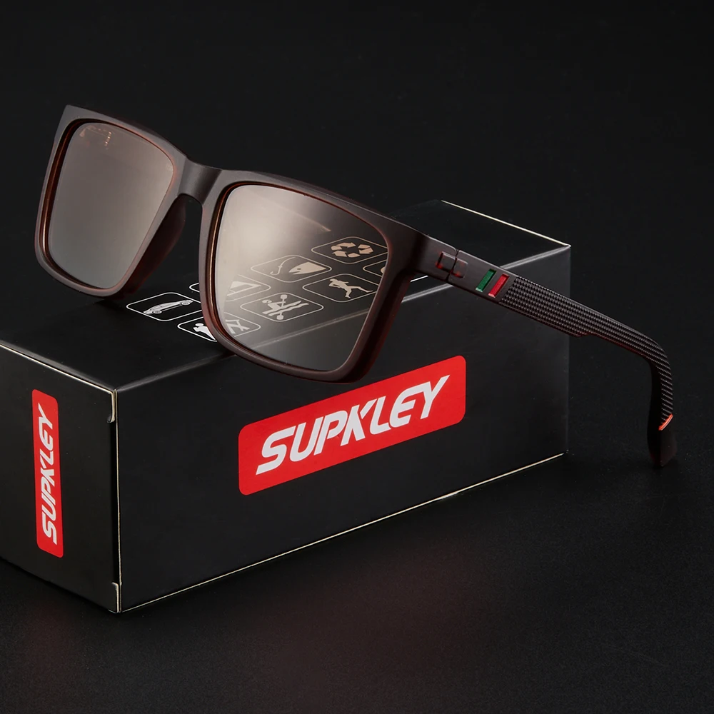 Supkley Design Männer polarisierte Sonnenbrille PC ultraleichte Brille Rahmen Outdoor Männer Frauen klassische Square Drive Radsport Sonnenbrille – Detail 2