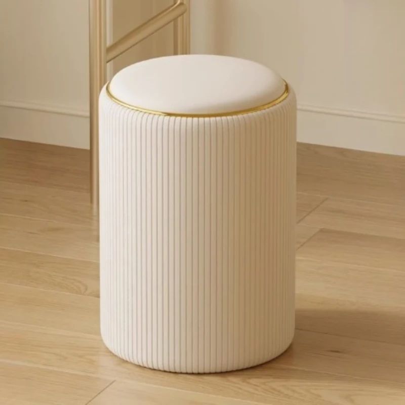 

Nordic Beauty Nail Footrest Cream Style Bedroom Makeup Stool Round Stool Storage Vanity Chair Space Saving Home Furniture