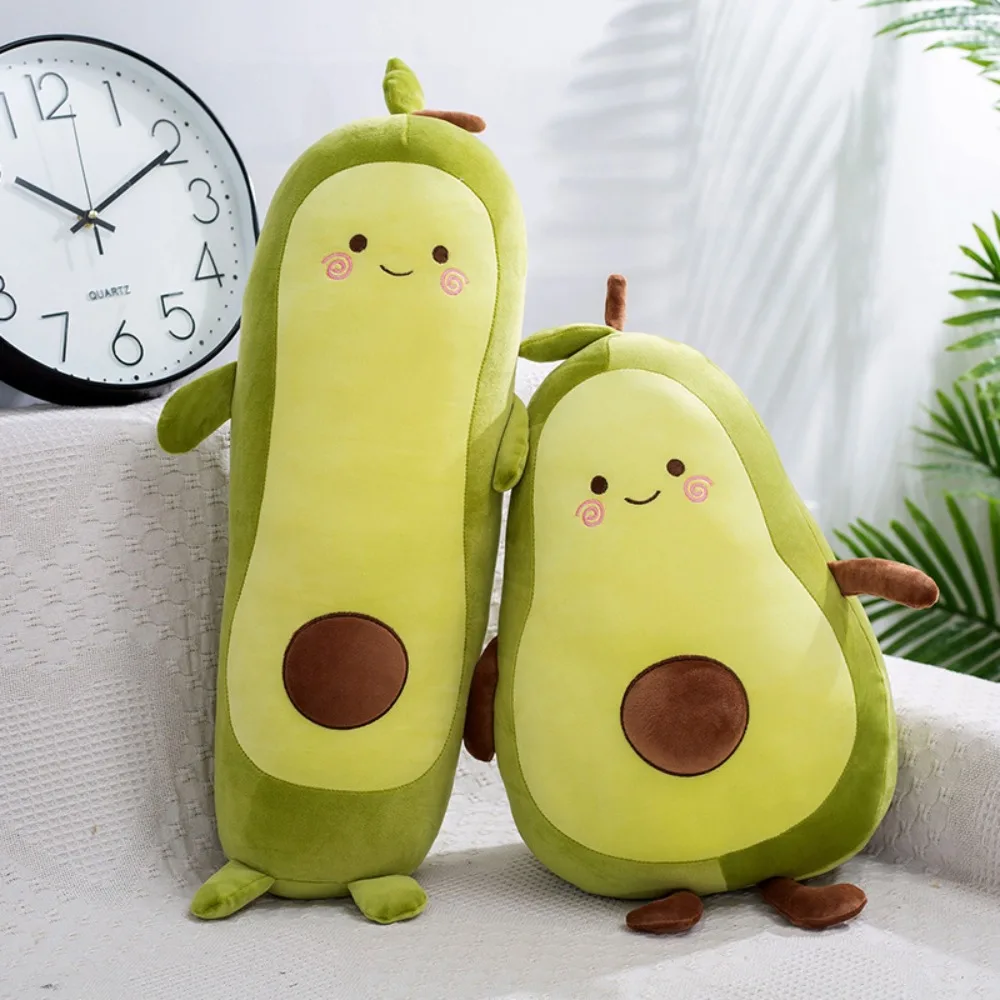 Kawaii Stuffed Fruit Avocado Doll Green Giant Avocado Plush Toy Soft Doll Big Sleeping Pillow Birthday Cute Gift