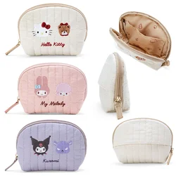 Bolsa de maquillaje Kawaii Sanrio Hello Kitty My Melody Kuromi, bolsa de almacenamiento de viaje de dibujos animados, bolsas de pañuelos portátiles para niñas, regalos de vacaciones