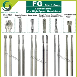 Onda dental burs odontologia brocas dental carboneto de tungstênio burs fg para alta velocidade handpiece ferramentas dentista 5 unidades/pacote