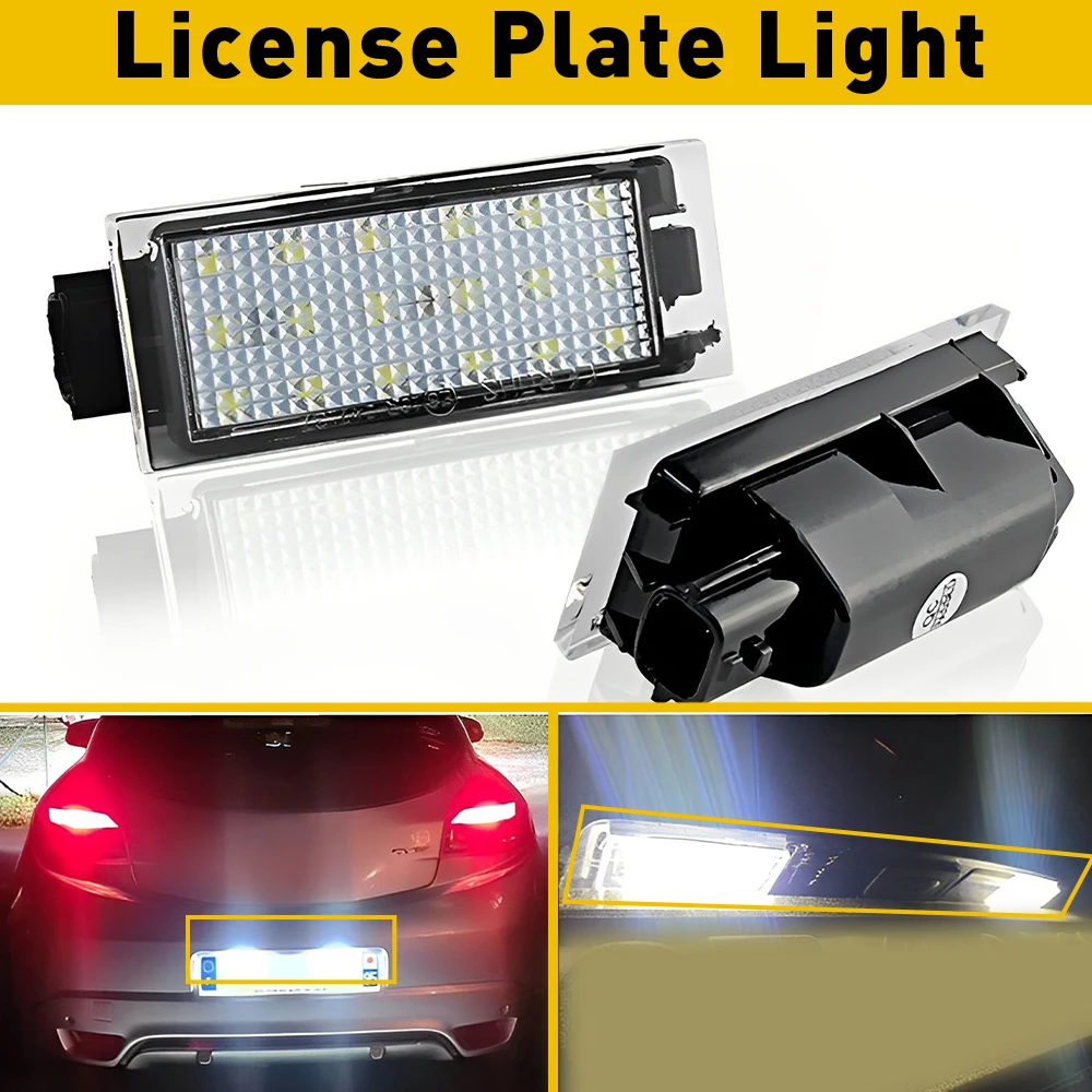 2Pcs CANBUS No Error LED License Plate Light Number Lamp For Renault Clio MK Espace Laguna III IV 2020 2019 2018 2017 2016 2015