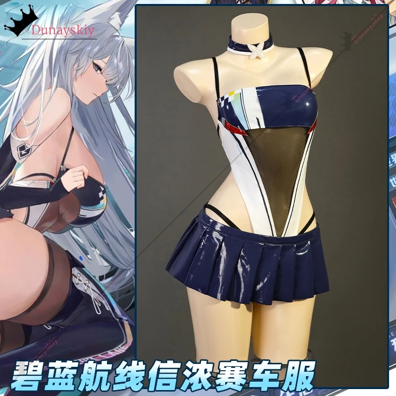 Game Azur Lane Shinano Racing Cosplay Costume Tight Silky Smooth Backless Jumpsuit Halloween Disguise for Women Body Suits