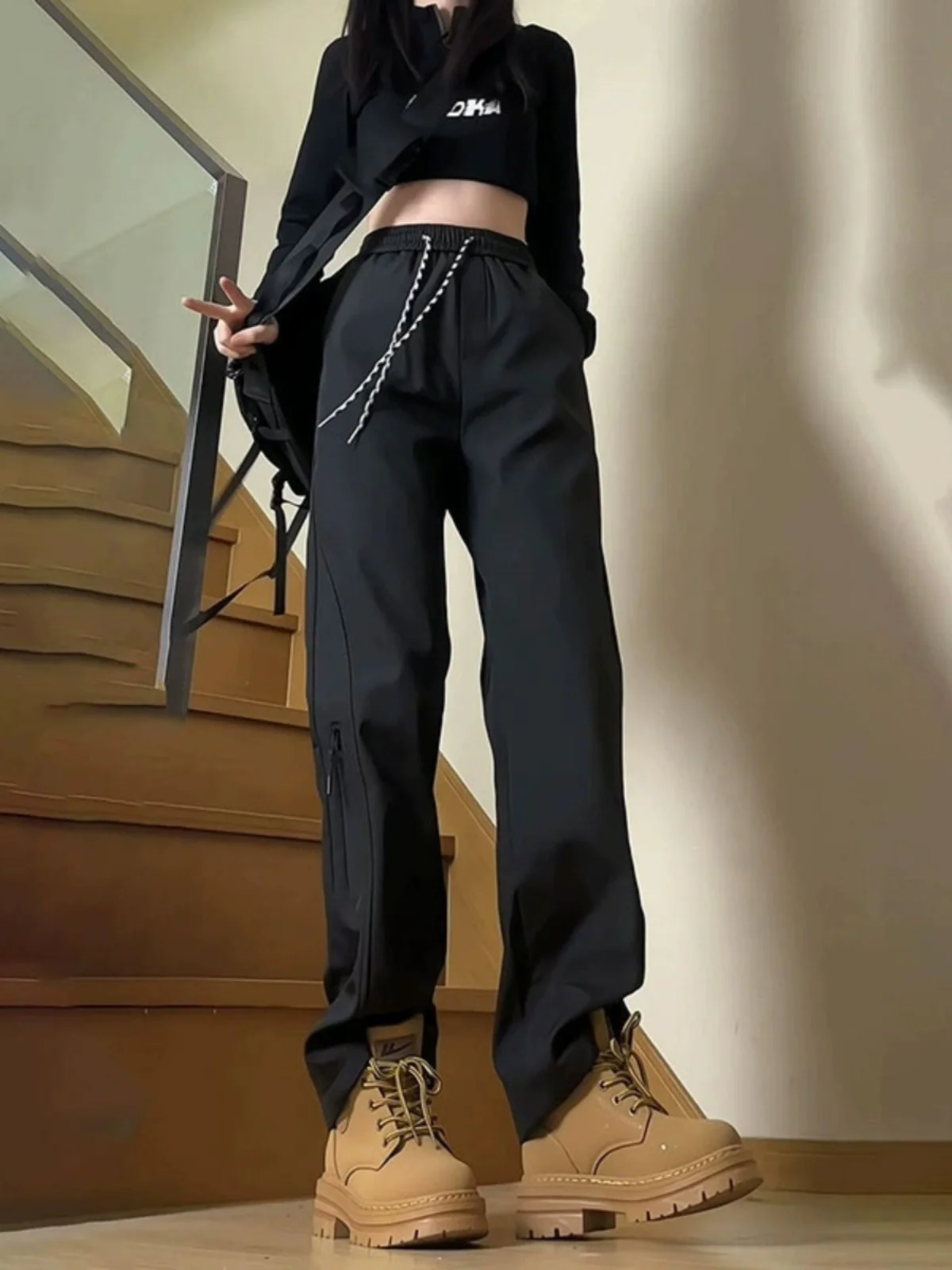 

Зимние утепленные флисовые уличные ботинки и водонепроницаемые походные брюки карго прямого кроя в американском стиле