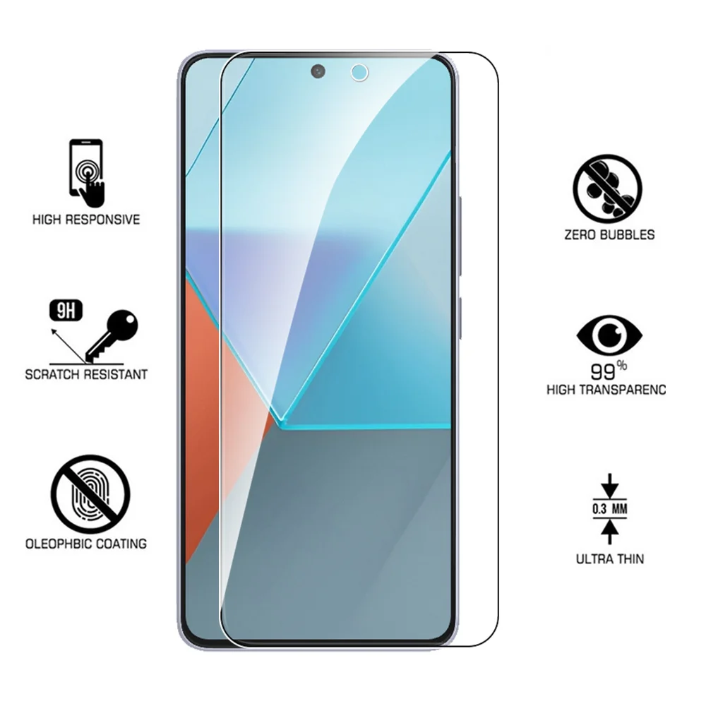 Protector de pantalla de vidrio templado para móvil, película protectora de armadura para Xiaomi Redmi Note 13 Pro, 4G, 5G, 1 a 4 unidades