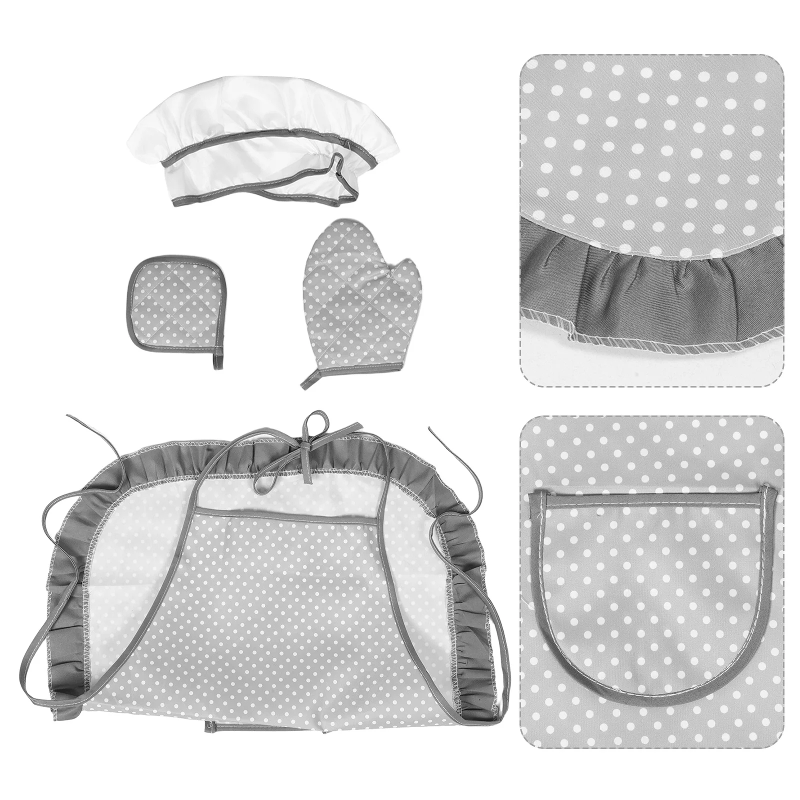 

Baking Apron Set for Children Soft Durable Adjustable Apron Chef Hat Accessories Complete Cooking Kit for Kids Pretend Play