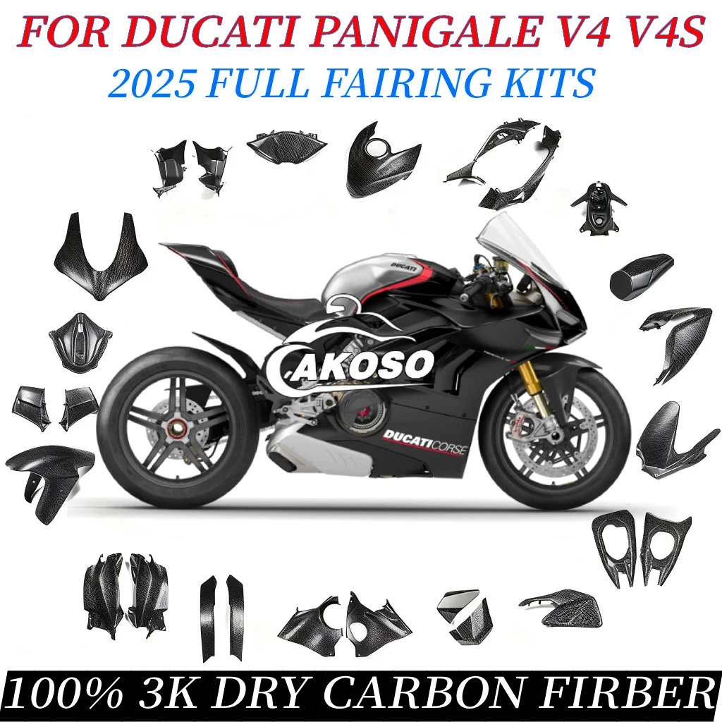 

For DUCATI Panigale V4 V4S 2025 Carbon Fiber Fender Winglets Engine Exhaust Cover Fairing Kits Modified Motorcycle Accessories
