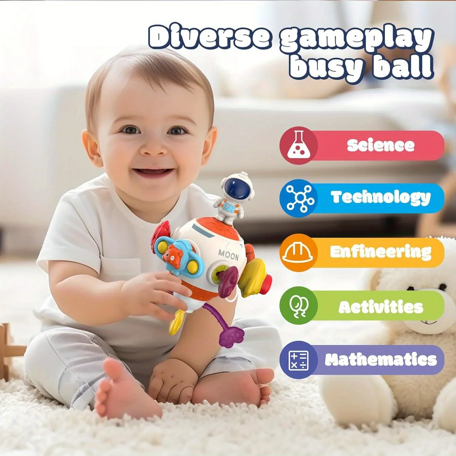 Baby Fine Motor Skills Hands Grip Ability Training Learning Toys,8 In 1 Sensory Busy Cube Board-Travel Activities for Kids