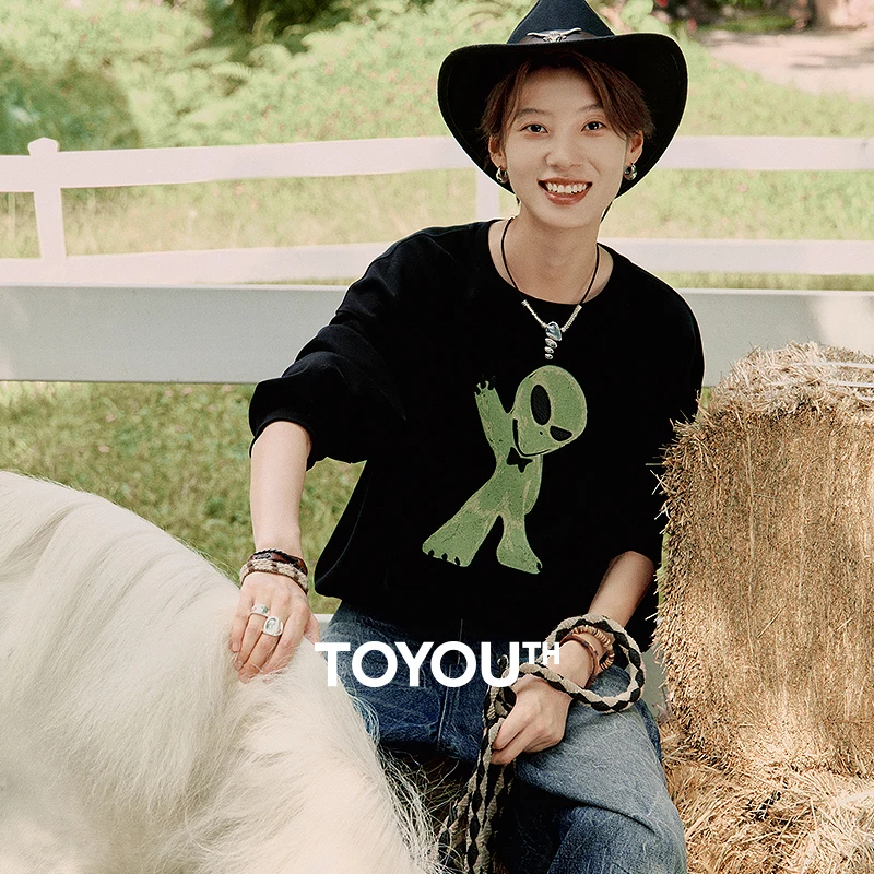 

Женская толстовка TOYOUTH, зима 2021, новая серия Alien с трикотажем для подводного плавания и детский забавный топ