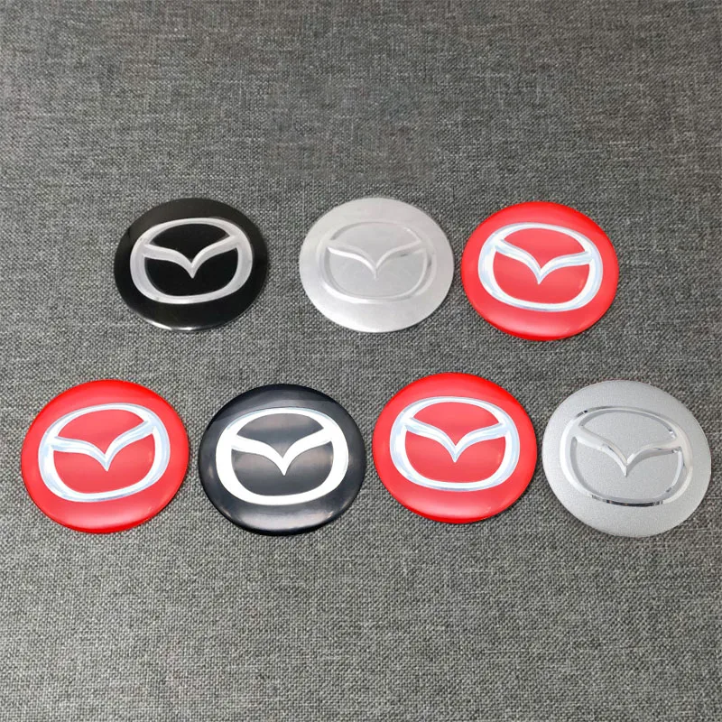 

4Pcs Car Wheel Hub Center Cap Sticker Metal Decals Accessories For Mazda 2 3 6 5 Atenza CX3 CX5 MX5 CX7 Axela CX30 CX90 CX60 CX5