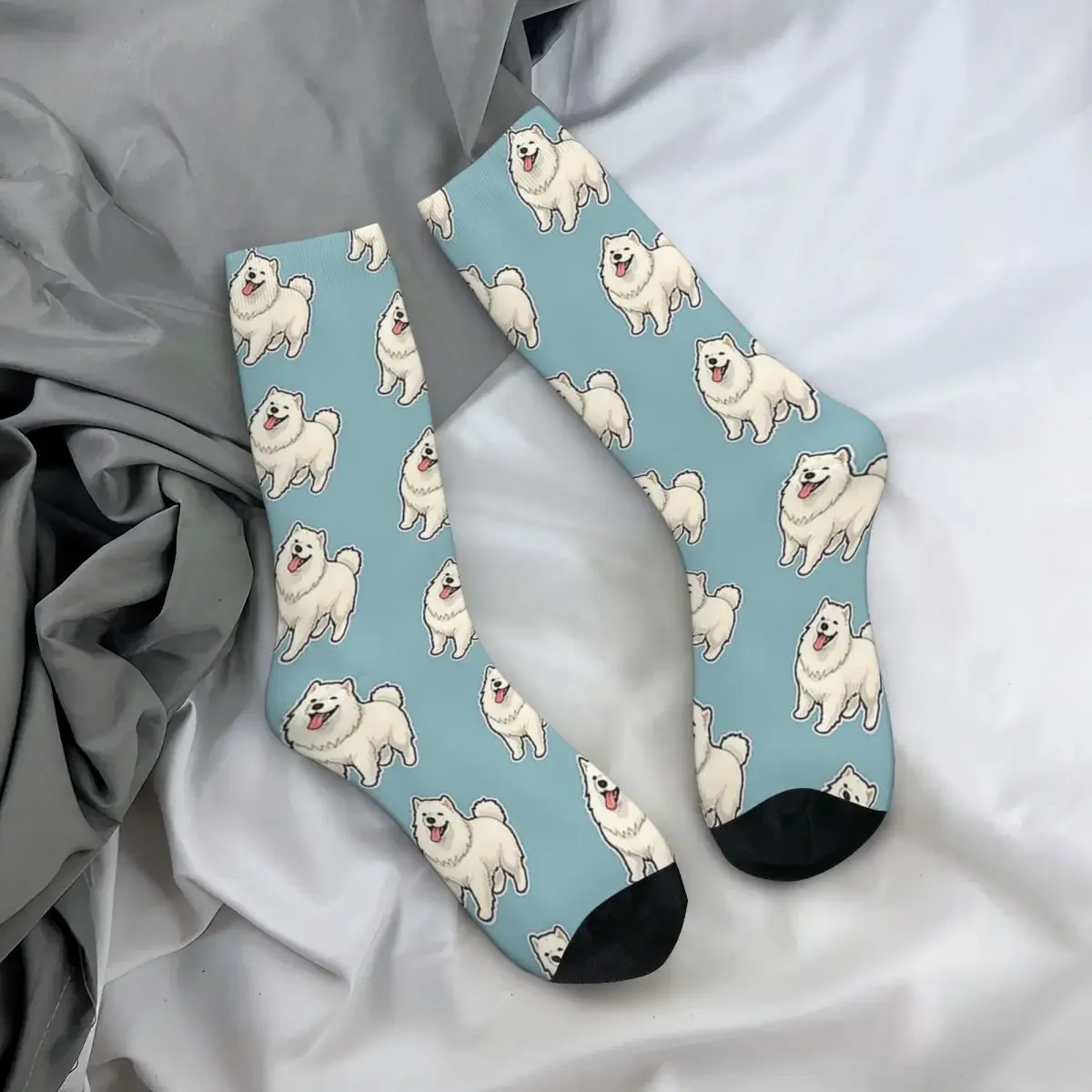 MaleBoy Samoyed Design For Dog Lovers Socks Harajuku Sweat Absorbing Stockings All Season Long Socks Accessories Unisex Gifts